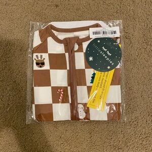 Little Sleepies Christmas Checks Pajama Set - Brown and White